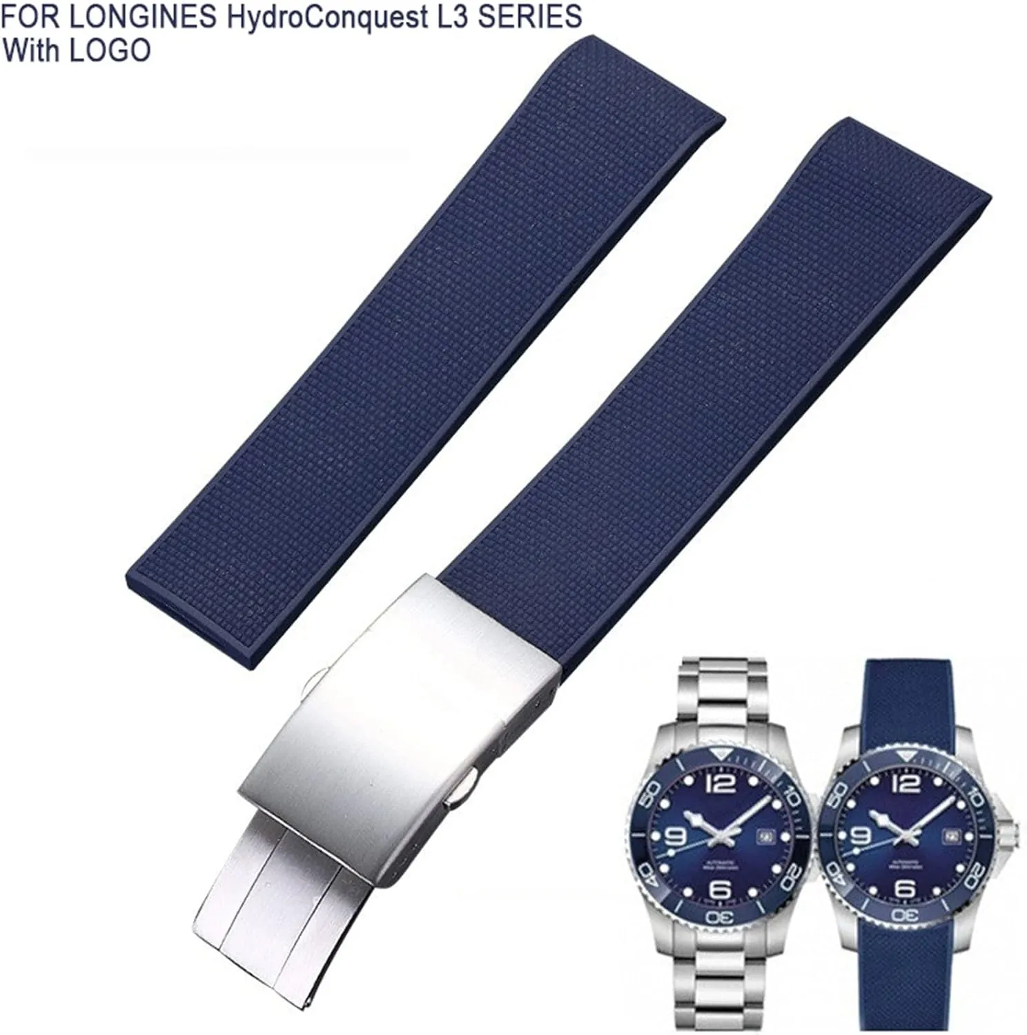 With Logo Rubber Watchbands For Longines CONQUEST HYDROCONQUEST immutable sufficiency overcharge L3 21mm Waterproof Strap Watch Accessorie Silicone Watch Bracelet 