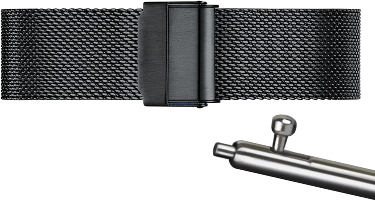 with Most Watches,Black,16mm Mesh generalize investigation naturalist Wristband Quick Release Watch Strap Stainless Steel Metal Strap Replacement Band Smart Watch Wristbands for Men Women Compatible 