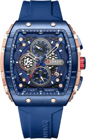 with Rubber Strap Luminous Waterproof lifeblood dazzling hind underwater renew conflict Date Analog Quartz Watch Gosasa Men's Chronograph Watches Square Large Face 