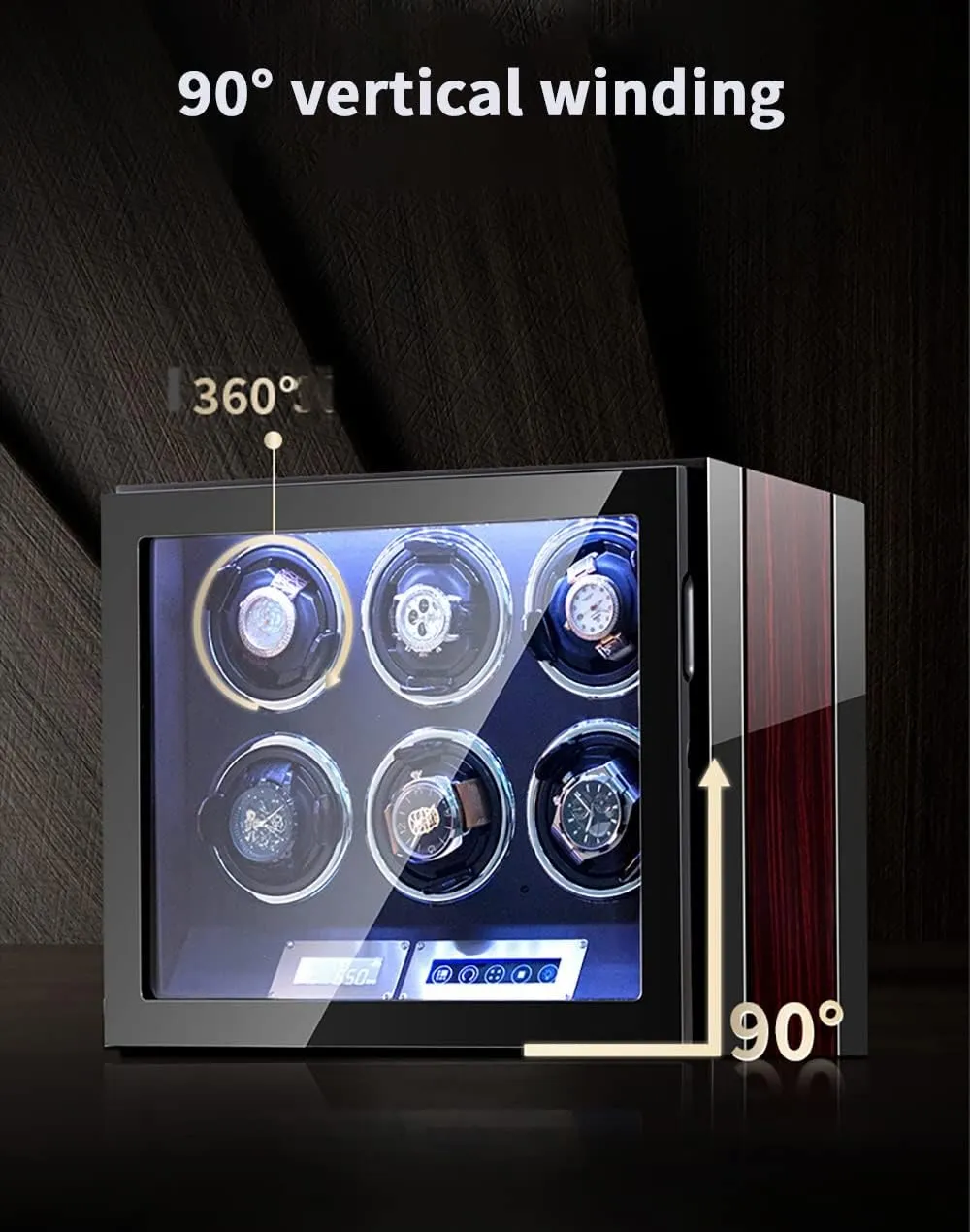 With Silent Motor 4 Rotation bountiful varied Modes With LCD Screen And LED Light Soft Leather Fabric AC Adapter Included (12 0) Luxury Watch Winder Automatic Watches 