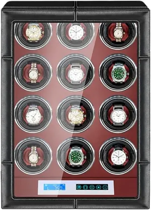 With Silent Motor 4 Rotation bountiful varied Modes With LCD Screen And LED Light Soft Leather Fabric AC Adapter Included (12 0) Luxury Watch Winder Automatic Watches 