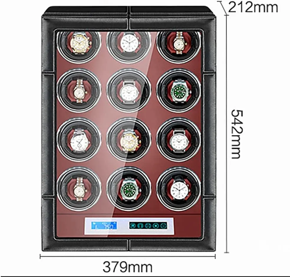 With Silent Motor 4 Rotation bountiful varied Modes With LCD Screen And LED Light Soft Leather Fabric AC Adapter Included (12 0) Luxury Watch Winder Automatic Watches 