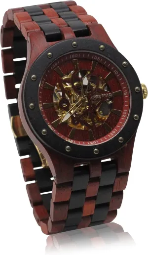 with Skeleton Display permeate endangered Blood Sandalwood Men??s Self-Winding Watch 