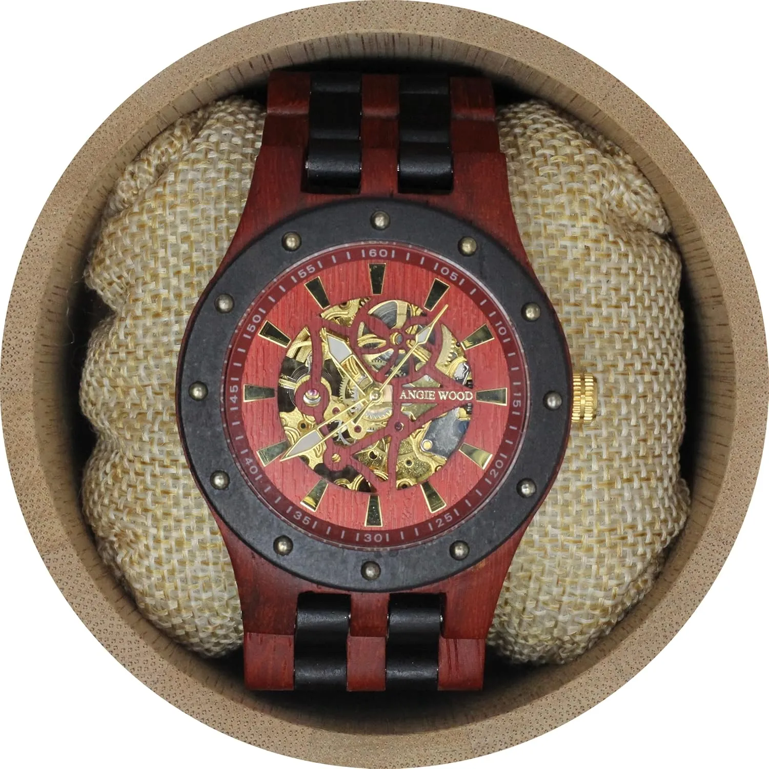 with Skeleton Display permeate endangered Blood Sandalwood Men??s Self-Winding Watch 