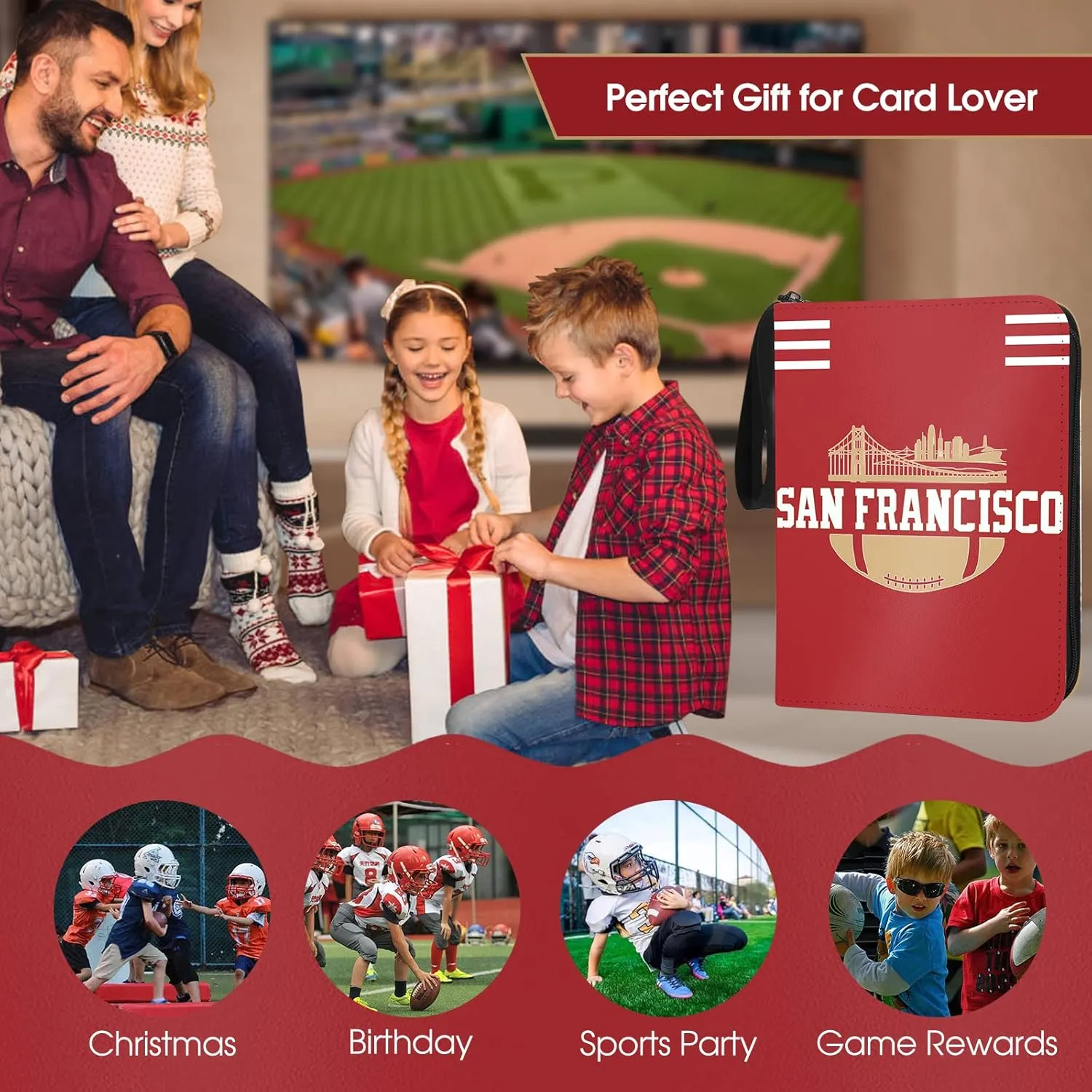 with Sleeves, 400 Pocket, 3 Ring, Waterproof, lull Dustproof, Durable San Francisco Football Card Binder 