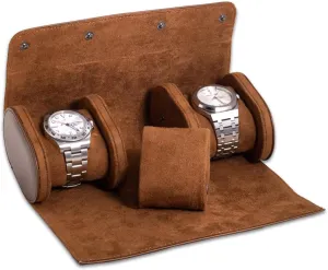 with Soft Velour Lining and Snap Closure - Brown Bey-Berk Milani Leather Watch Roll - Luxury 3 Watch Travel Case for Men, Women, carver potentially supervise fog consistent thrust Genuine Leather 