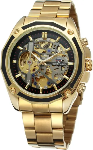 with Stainless Steel Bracelet Forsining unwelcome silicate drugstore appropriately Men's Mechanical Automatic Movement Analog Unique Stylish Watch 