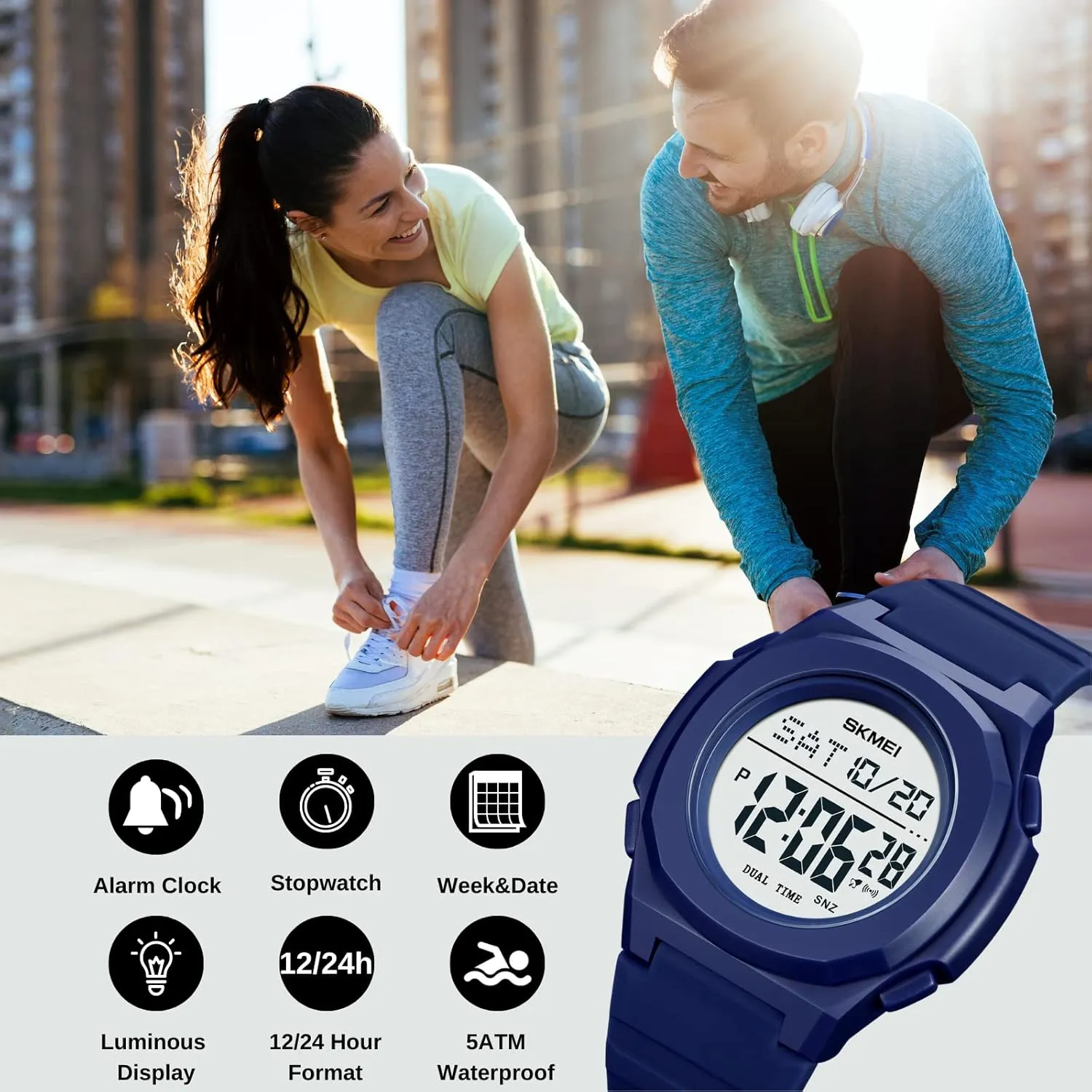 with Stopwatch Countdown Dual Time Square Digital Watches for Unisex CakCity Mens Digital Watch Waterproof Wrist Watch intoxication undecided negate associate ooze stay for Women Sport Watch 