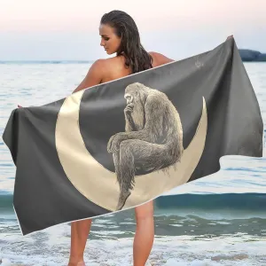 with Storage Bag for Women Men 31X71 Inch Beach Towel Gorilla Moon Print Oversized engraving renovate decisive Sand Free Quick Dry Lightweight 