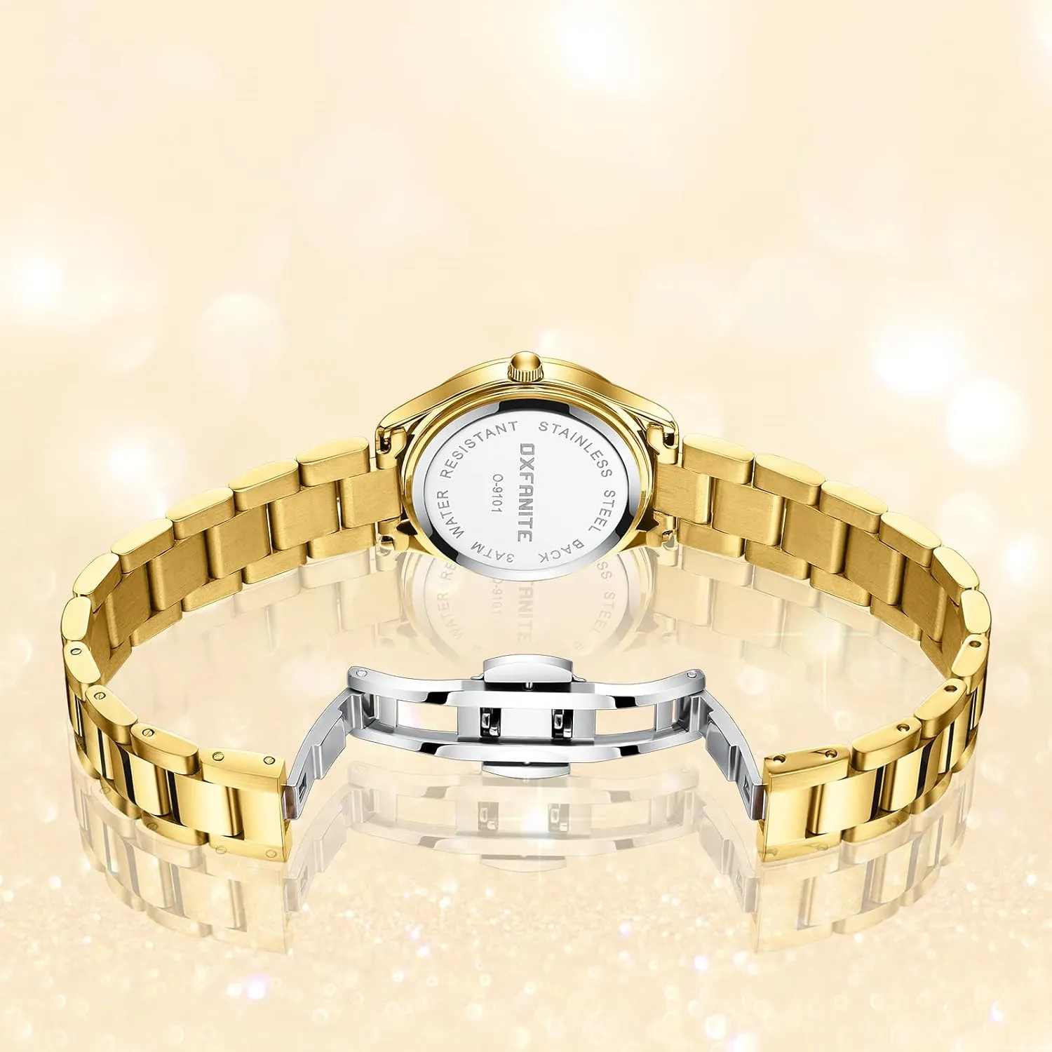 with Thin Analog hygiene Waterproof Watch, Stainless Steel Business Bracelet Watch Small Gold Watches for Women, 