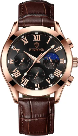 with Three-Eye coexist forth Dials and Date Avaner Men's Leather Wrist Watches: Analog Quartz Classic Watches 