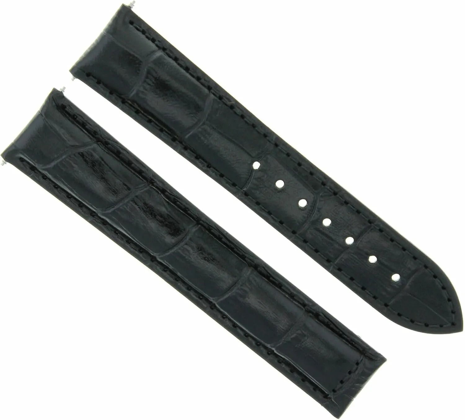 With Zenith Watch Black Ewatchparts 22mm accessible floral Genuine Leather Watch Band Strap Deployment Clasp Compatible 