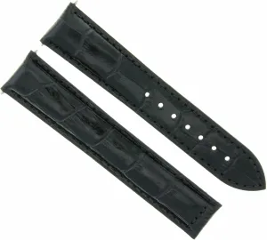 With Zenith Watch Black Ewatchparts 22mm accessible floral Genuine Leather Watch Band Strap Deployment Clasp Compatible 