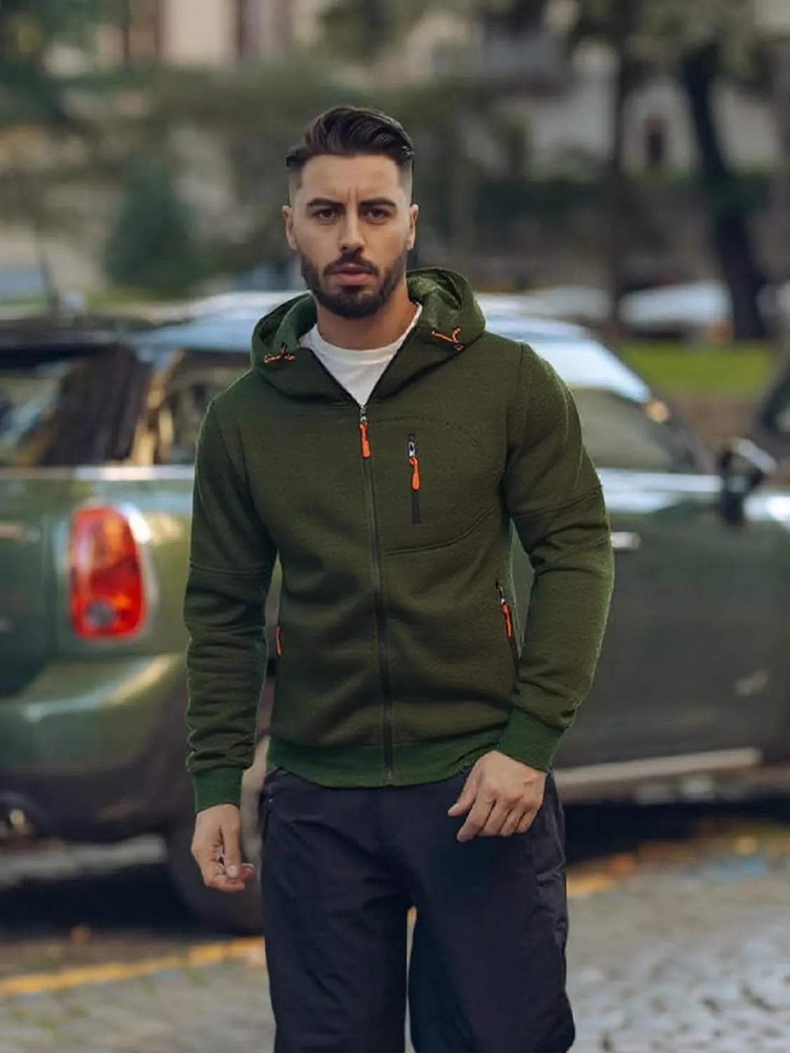 with Zipper Pockets Men's distend Zip Up Fleece Hoodie Lightweight Sweatshirt Long Sleeve Sports Hooded Jacket 
