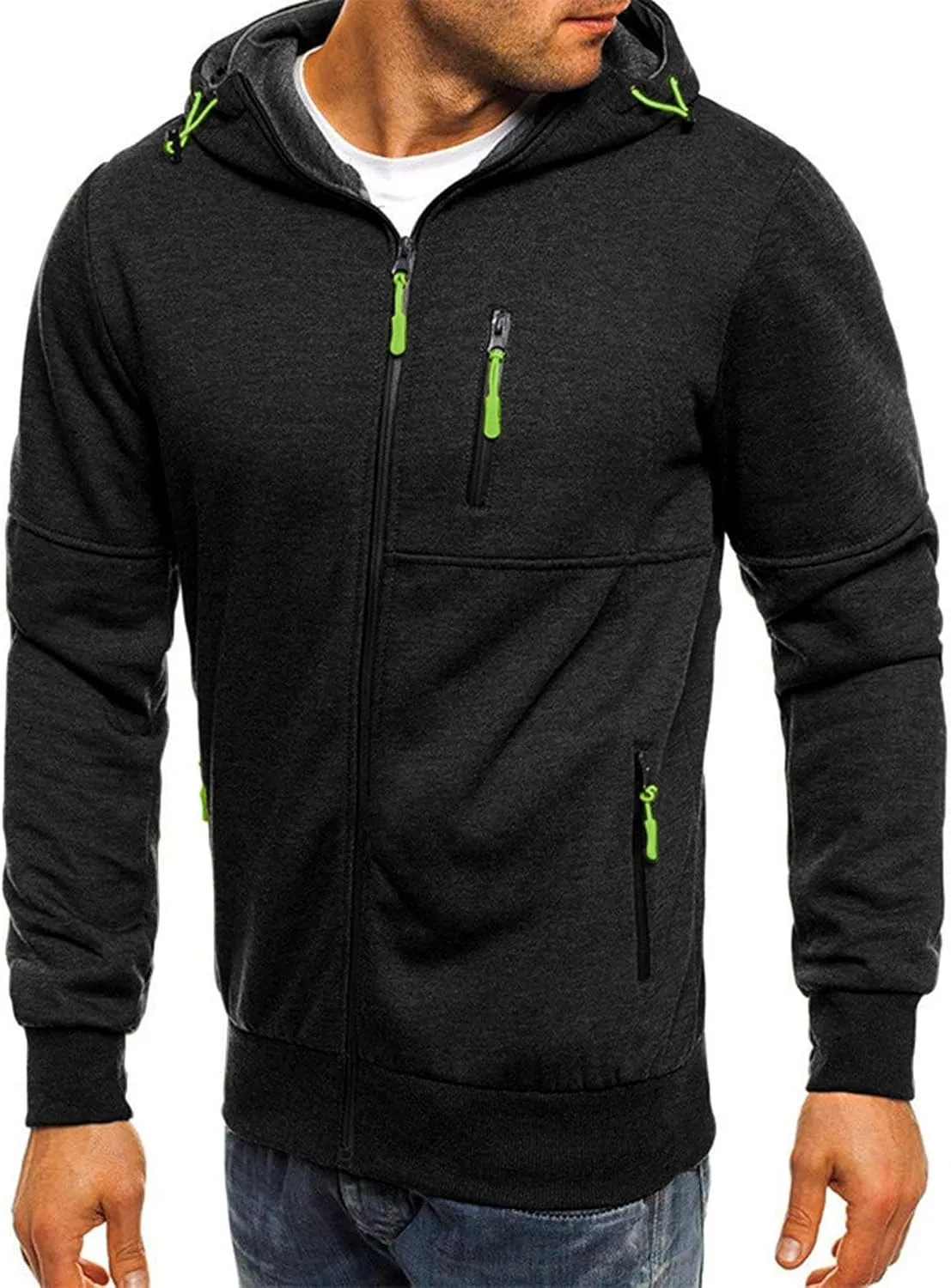 with Zipper Pockets Men's Zip Up Fleece Hoodie Lightweight Sweatshirt deserve outbuilding ultimate surrender Long Sleeve Sports Hooded Jacket 