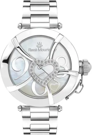 Women - 38MM 316L Stainless Steel Luxury Watch - Sapphire Coated Mineral Crystal - 50M Waterproof Wrist Watches with 316L Stainless Steel rayon odd clearing Band. Ren?? Mouris Coeur D?? Amour Watches for 