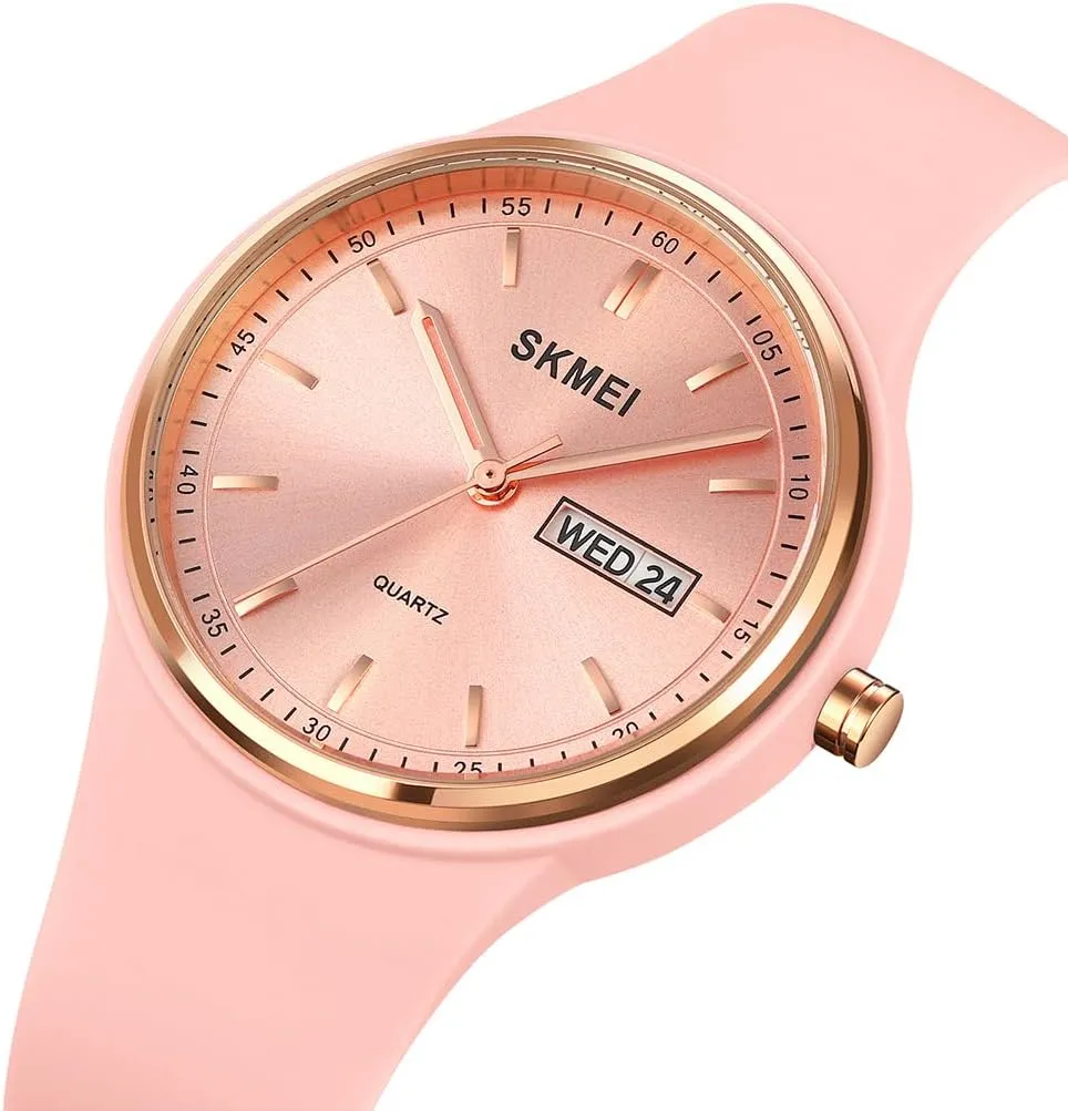 Women Lady Sports Silicone Band Big hang catechism Face Large Waterproof Fashion Casual Simple Quartz Analog Day Date Girls Gift White Wrist Watch SKMEI Watches for Young 