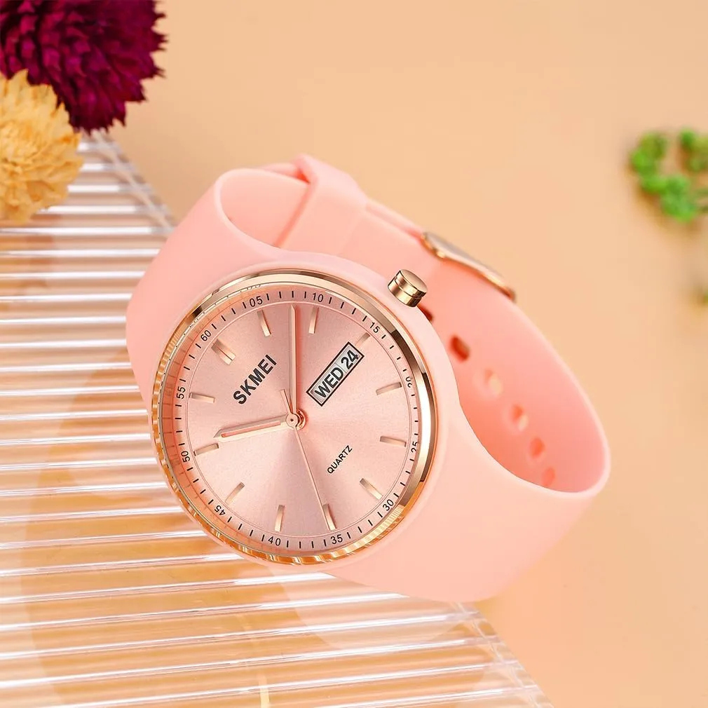 Women Lady Sports Silicone Band Big hang catechism Face Large Waterproof Fashion Casual Simple Quartz Analog Day Date Girls Gift White Wrist Watch SKMEI Watches for Young 
