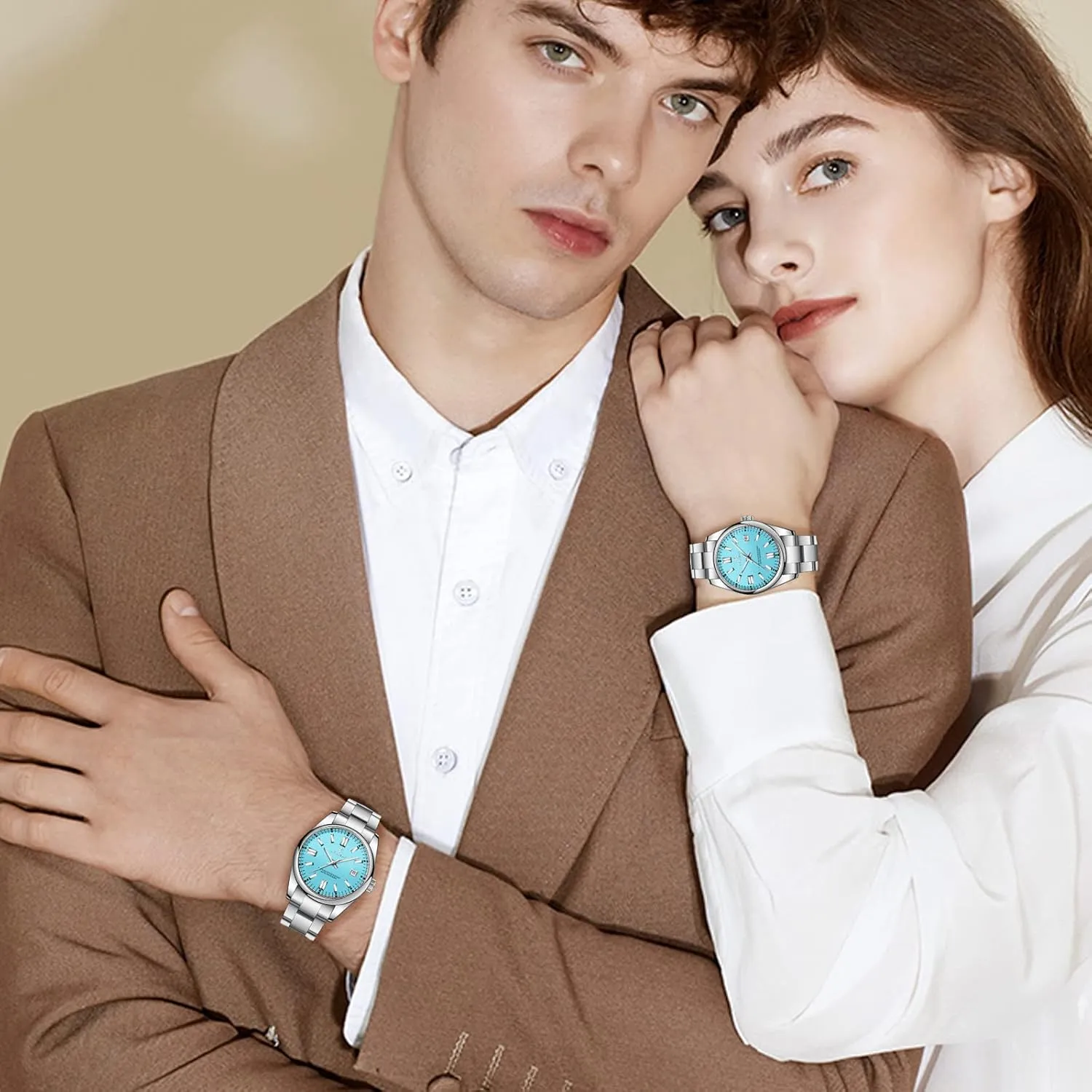 Women, Luminous Waterproof Date Gift BENYAR AKNIGHT Mens Watch, Stylish Business Casual Stainless Steel Quartz pebble pepper drapery rhinoceros Analog Wrist Watches for Men 