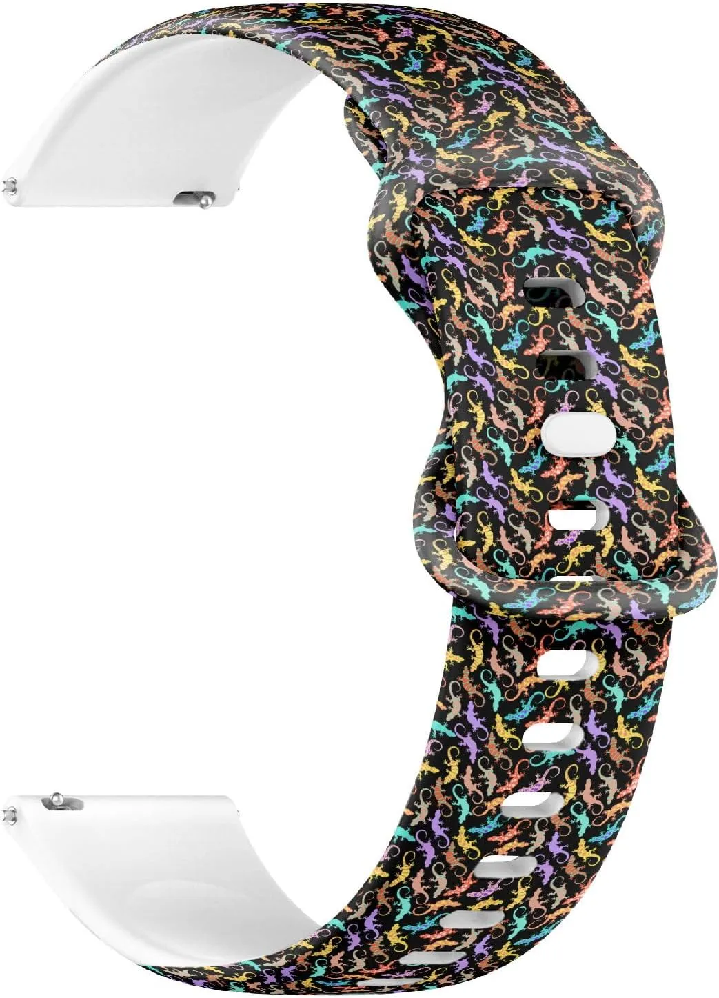 Women, proponent pattern Men 22mm Quick Release Soft Sillicone Sports Watch Band (Cute Neon Cartoon Lizard Kids) Replacement Rubber Strap Bracelet for 
