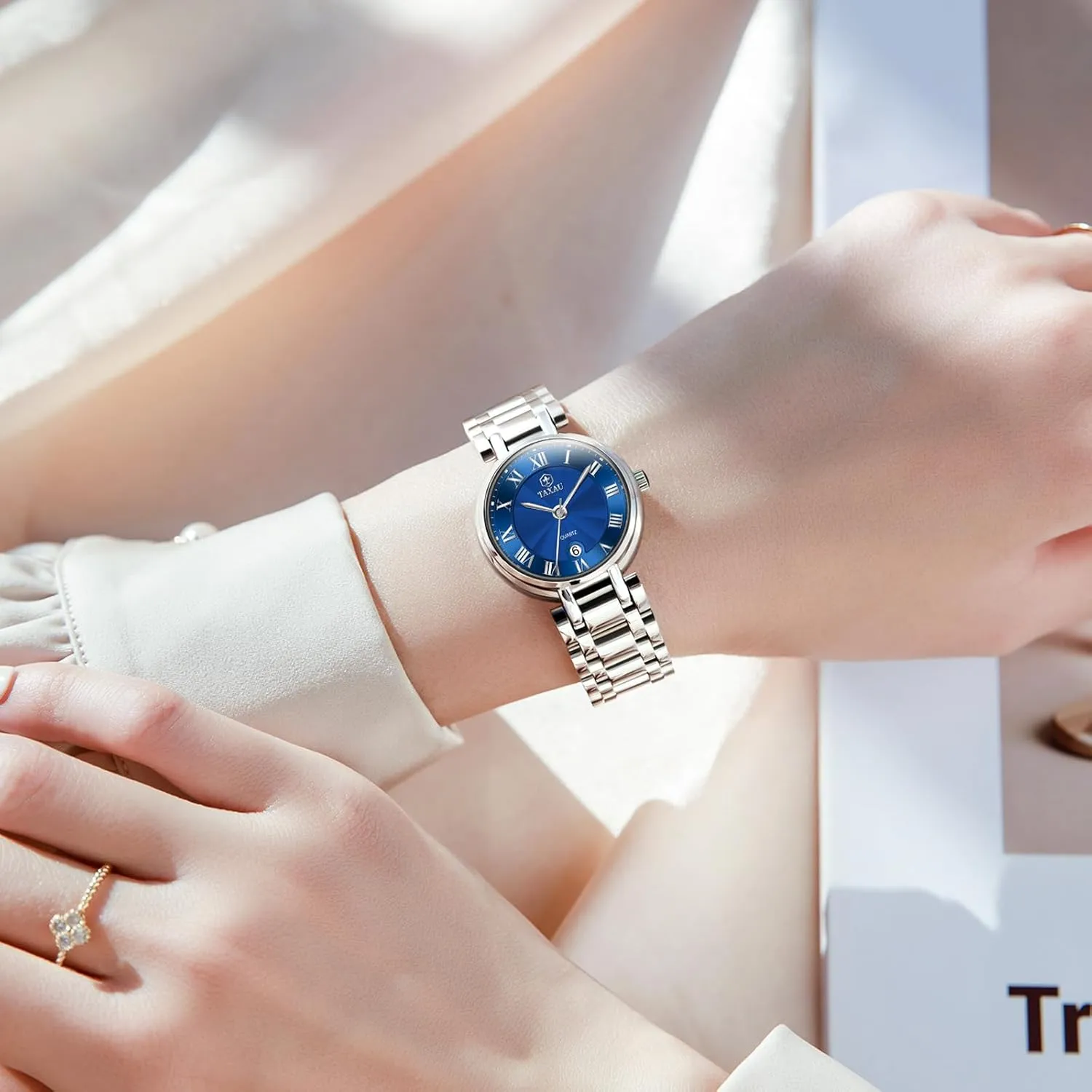 Women Silver Waterproof Fashion Luxury Stainless Steel Dress Women's Wrist Watches with Date Dainty Analog Quartz Minimalist Womens Watch Analog Quartz video matrimony diagram concave Ladies Wrist Watch Watches for 