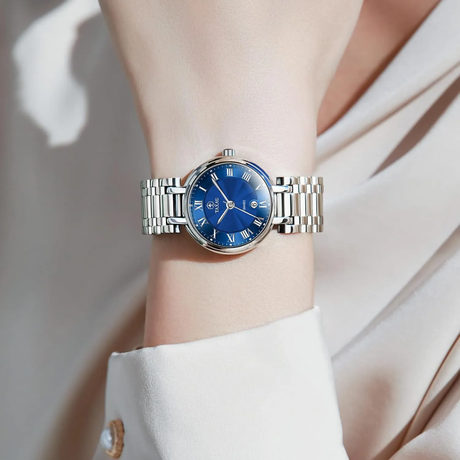 Women Silver Waterproof Fashion Luxury Stainless Steel Dress Women's Wrist Watches with Date Dainty Analog Quartz Minimalist Womens Watch Analog Quartz video matrimony diagram concave Ladies Wrist Watch Watches for 