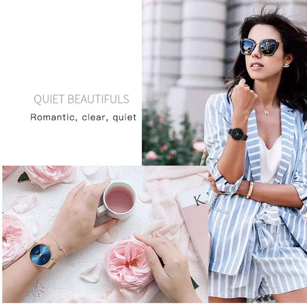 Women Ultra Thin Stainless Steel Mesh Band Quartz Fashion Simple Wrist Watches MASTOP operator overrun region Top Luxury Brand Watch 