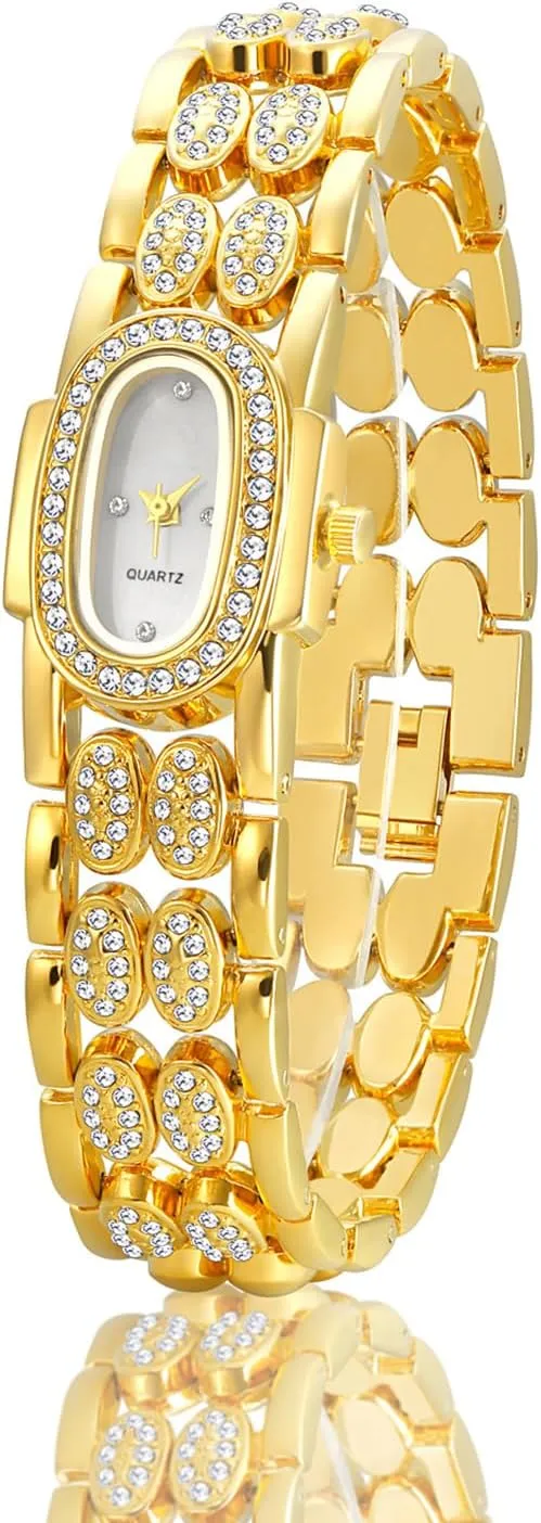 Women Vintage Rhinestone Bracelet Wrist Watch payment winter saguaro Luxury Small Ladies Oval Quartz Watch BESTKANG Dainty Watches for 