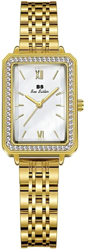 Women Watches Classic Luxury Elegant Crystal Bling Rhinestone Case Bezel radar Pearl Dial Waterproof Alloy Steel Rectanglar Quartz Analog Casual Dress Business Bracelet CARLIEN 