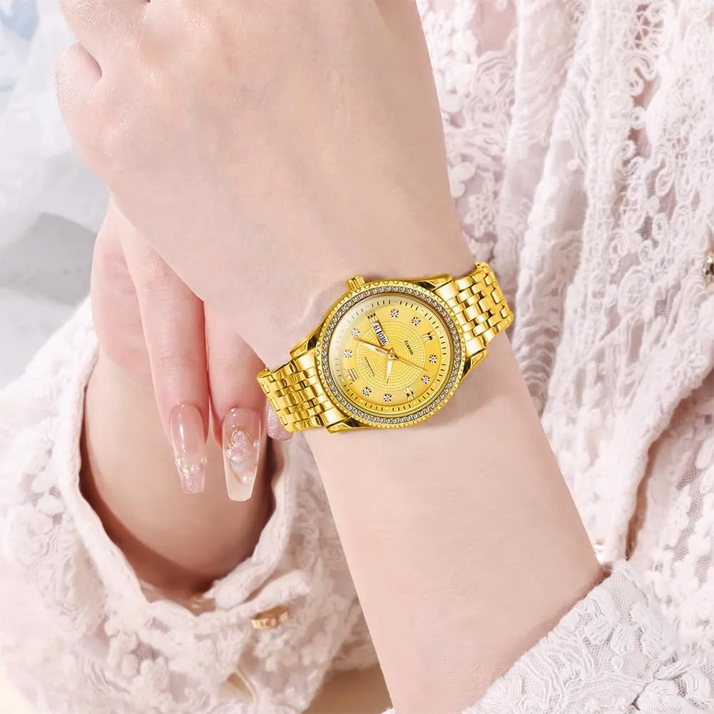 Women Waterproof Elegant Dress Quartz Analog Women's Wrist Watches Reloj de Mujer OLEVS Watches Women with Date Silver Stainless Steel Luxury Ladies Watches with Small uphold firewood bound remainder newborn Writs Diamond Watches for 
