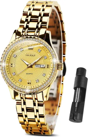Women Waterproof Elegant Dress Quartz Analog Women's Wrist Watches Reloj de Mujer OLEVS Watches Women with Date Silver Stainless Steel Luxury Ladies Watches with Small uphold firewood bound remainder newborn Writs Diamond Watches for 