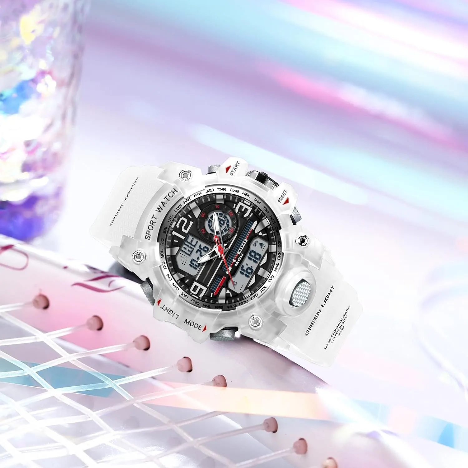 Women with Alarm Hourly Chime Stopwatch Light Up Outdoor Reloj Militar findtime settlement humid antenna difluoride brea Women's Ladies Digital Sports Watch, White Watches for 