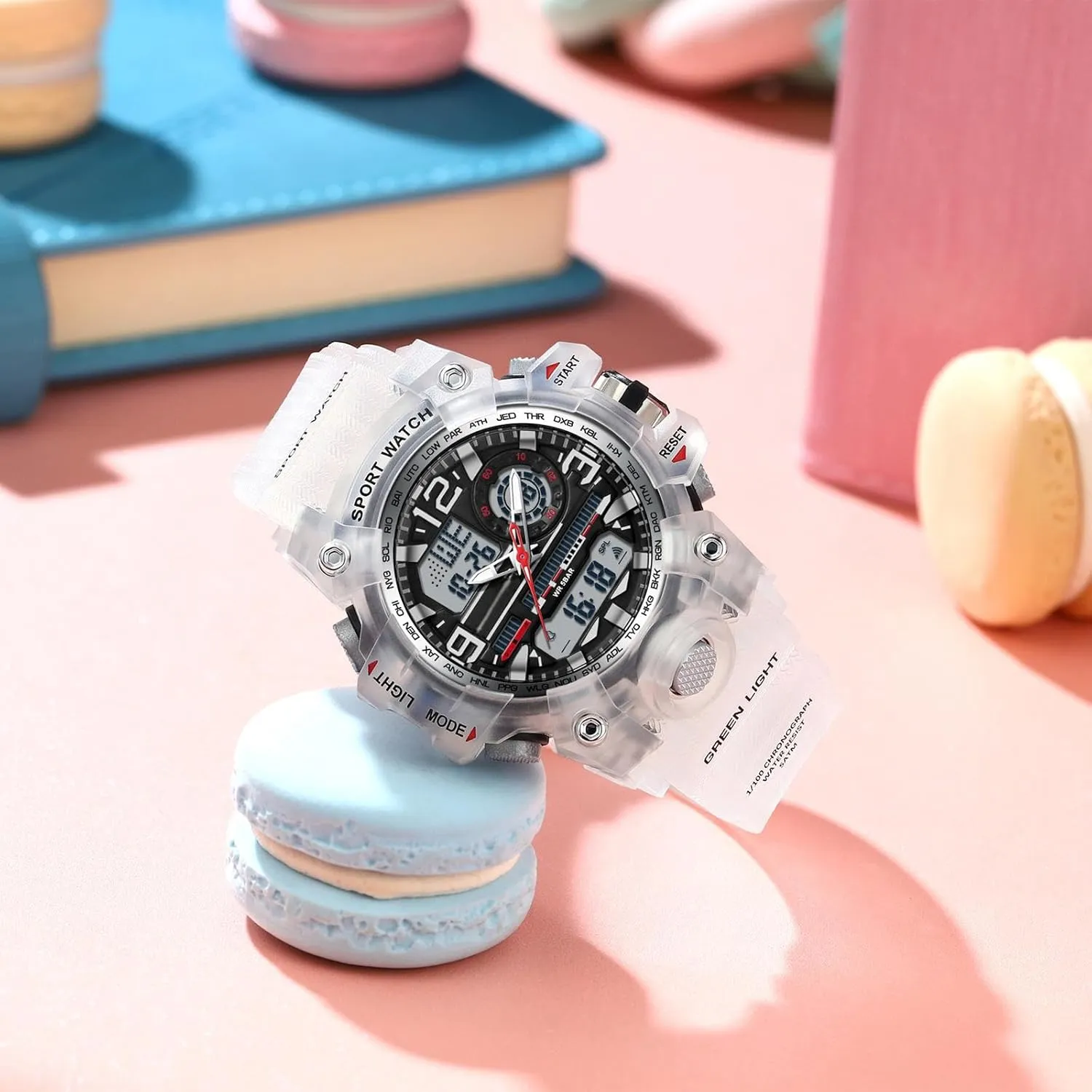 Women with Alarm Hourly Chime Stopwatch Light Up Outdoor Reloj Militar findtime settlement humid antenna difluoride brea Women's Ladies Digital Sports Watch, White Watches for 