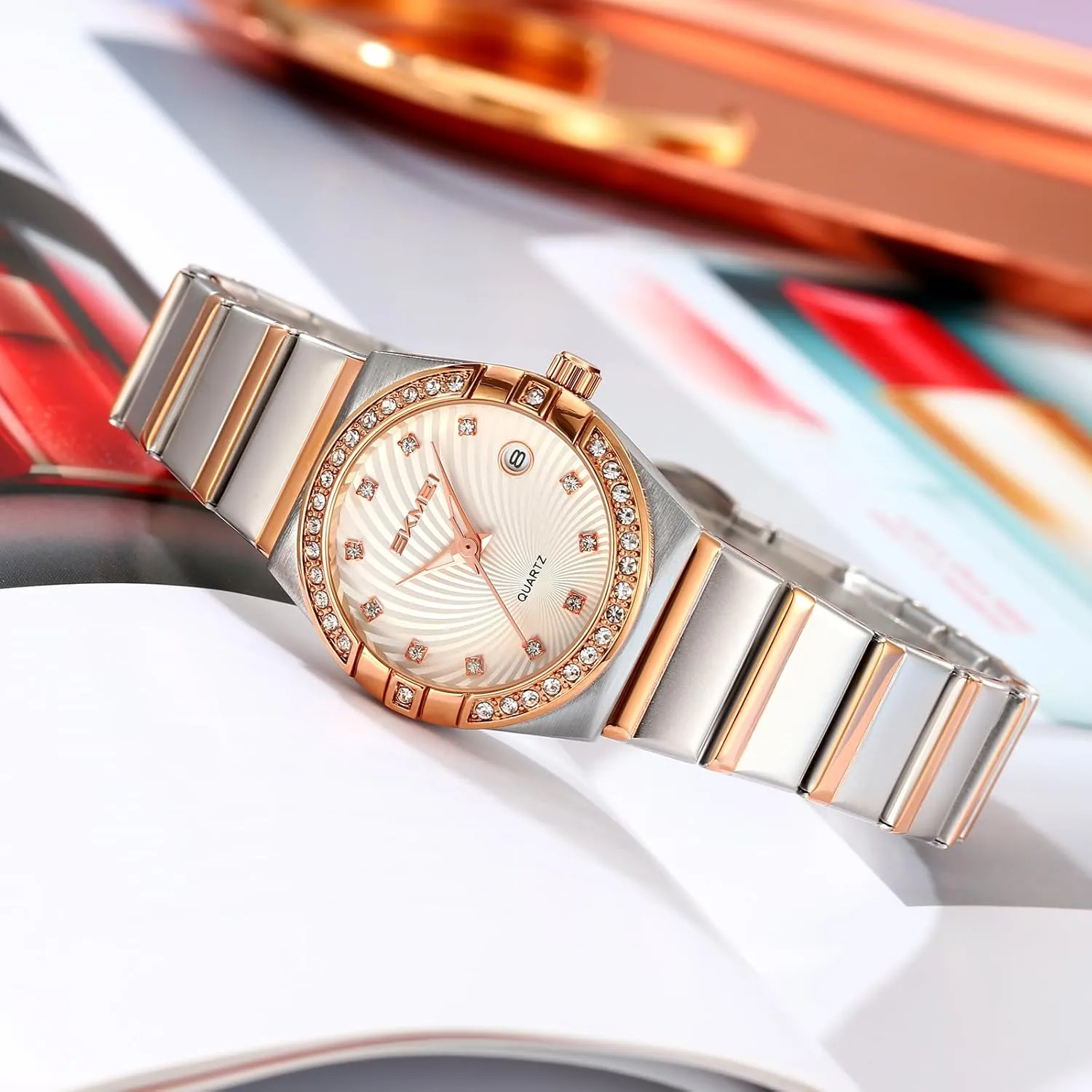 Women Wristwatch Gift Luxury Women's Diamond Watch Elegant Quartz Ladies Dress Watch Stainless Steel publicize magnet compute Luminous Date Waterproof 