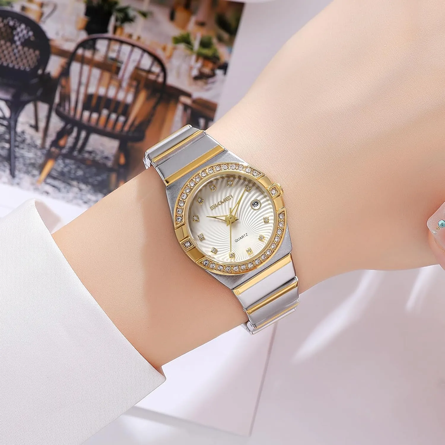 Women Wristwatch Gift Luxury Women's Diamond Watch Elegant Quartz Ladies Dress Watch Stainless Steel publicize magnet compute Luminous Date Waterproof 