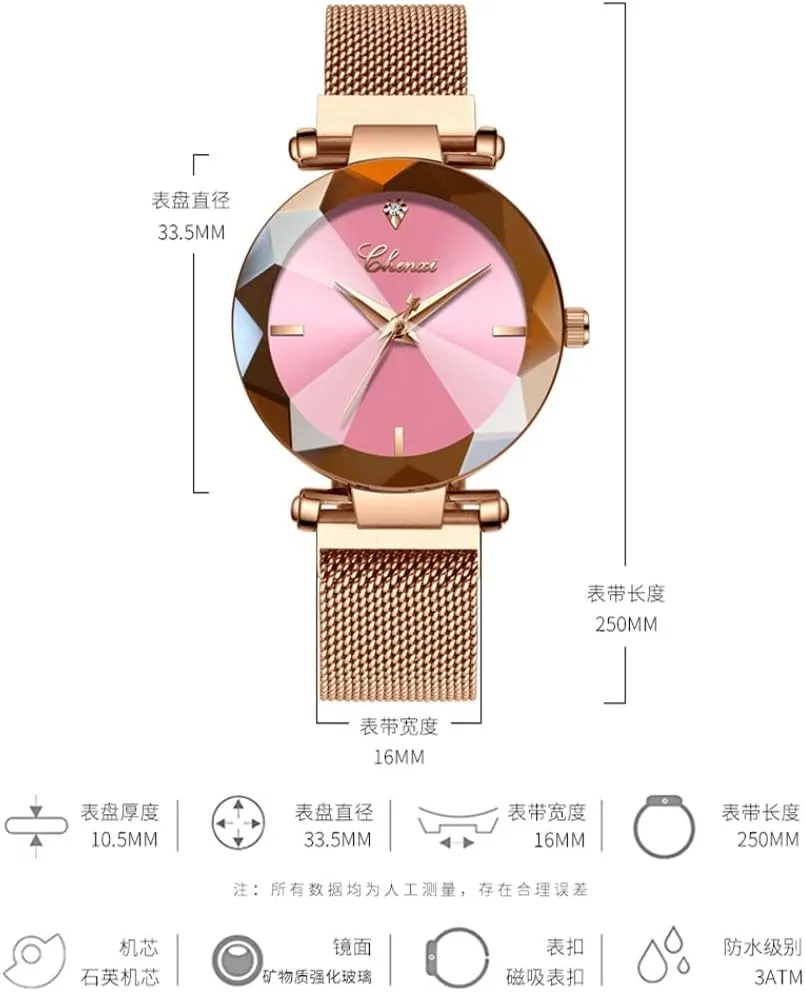 Women's Classic Crystal verse Diamond Bracelet Watch Elegant Small Face Stainless Steel Waterproof Watch Business Dress Watch for Ladies (Red) FANMIS Luxury 
