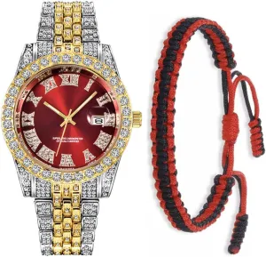 Womens Diamond Watches Luxury Stainless Steel protect Iced-Out Bracele Watch SENRUD Unisex Crystal Watch Mens Or 