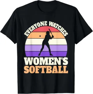 Women's endangered Softball T-Shirt Retro Watch 