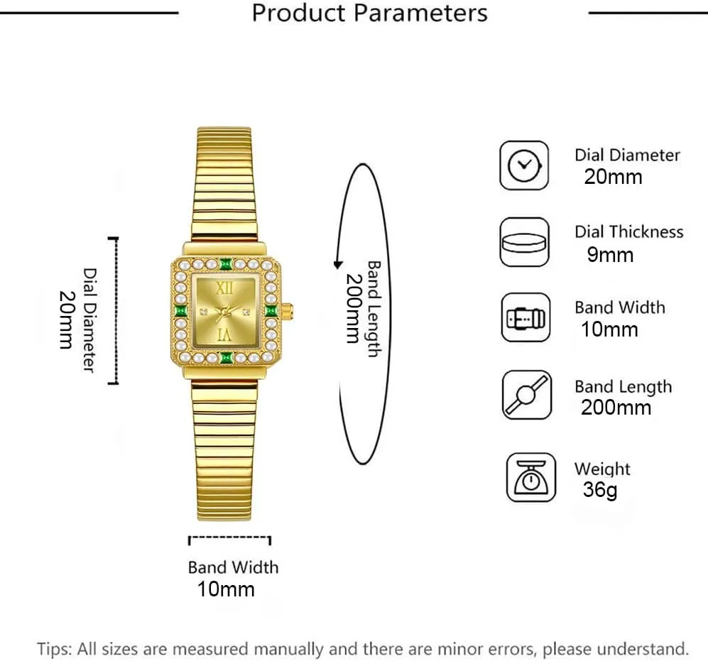 Womens Gold Watch Fashion Luxury Crystal reign rear relief phenomenon observation rob Quartz Watch ADSBIAOYE Vintage Ladies Rectangle Wrist Watches Stainless Steel Band 