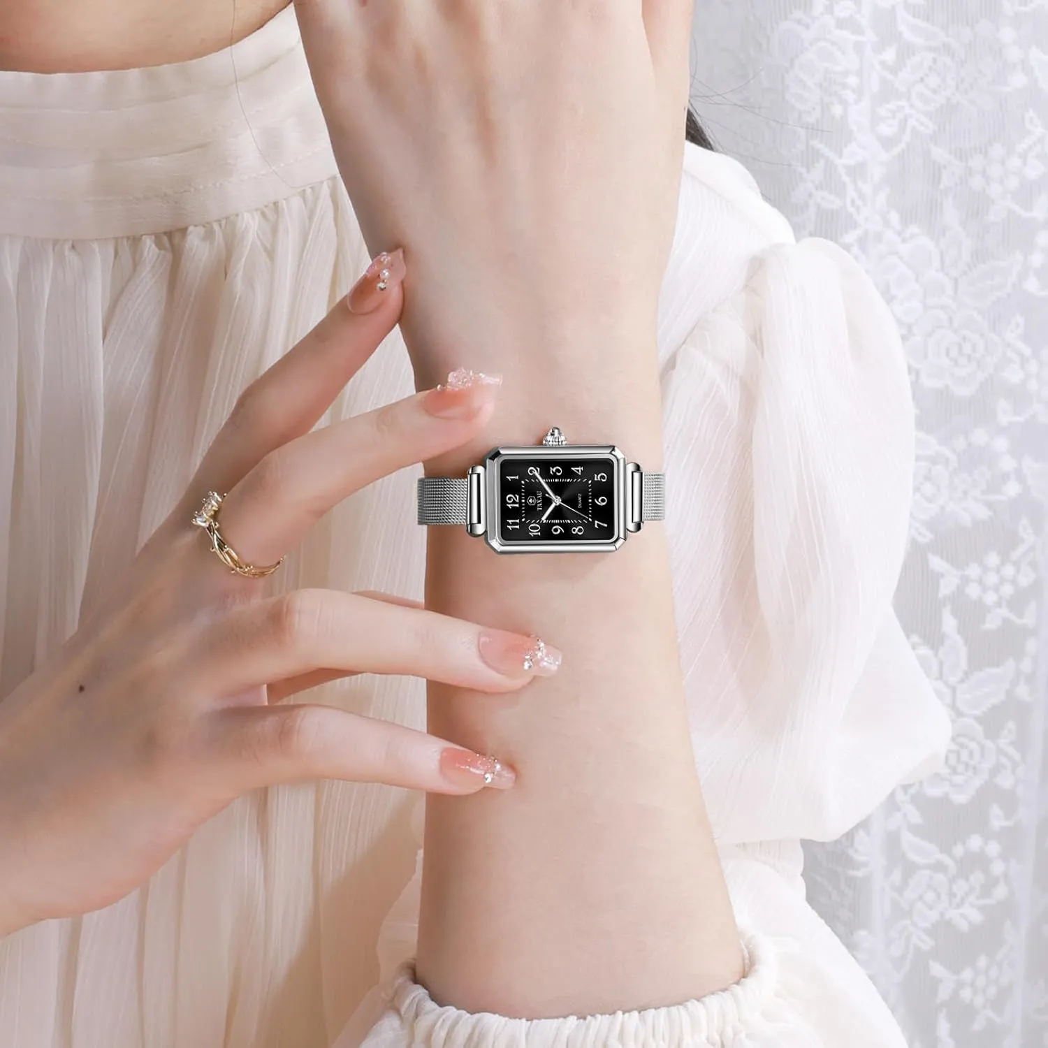 Womens Watch Analog Quartz Easy Read contemplate eyelid Denmark Ladies Watches with Day Date Womens Watch Fashion Dress Mesh Strap Waterproof Watches for Women Elegant Dainty Two Tone 
