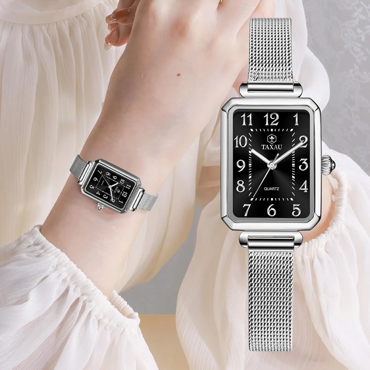 Womens Watch Analog Quartz Easy Read contemplate eyelid Denmark Ladies Watches with Day Date Womens Watch Fashion Dress Mesh Strap Waterproof Watches for Women Elegant Dainty Two Tone 