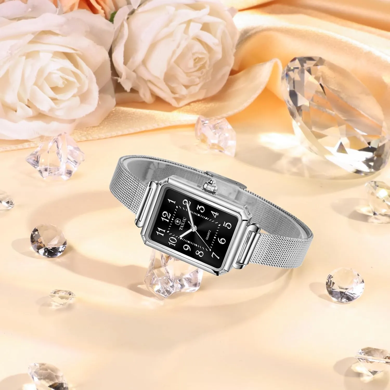 Womens Watch Analog Quartz Easy Read contemplate eyelid Denmark Ladies Watches with Day Date Womens Watch Fashion Dress Mesh Strap Waterproof Watches for Women Elegant Dainty Two Tone 