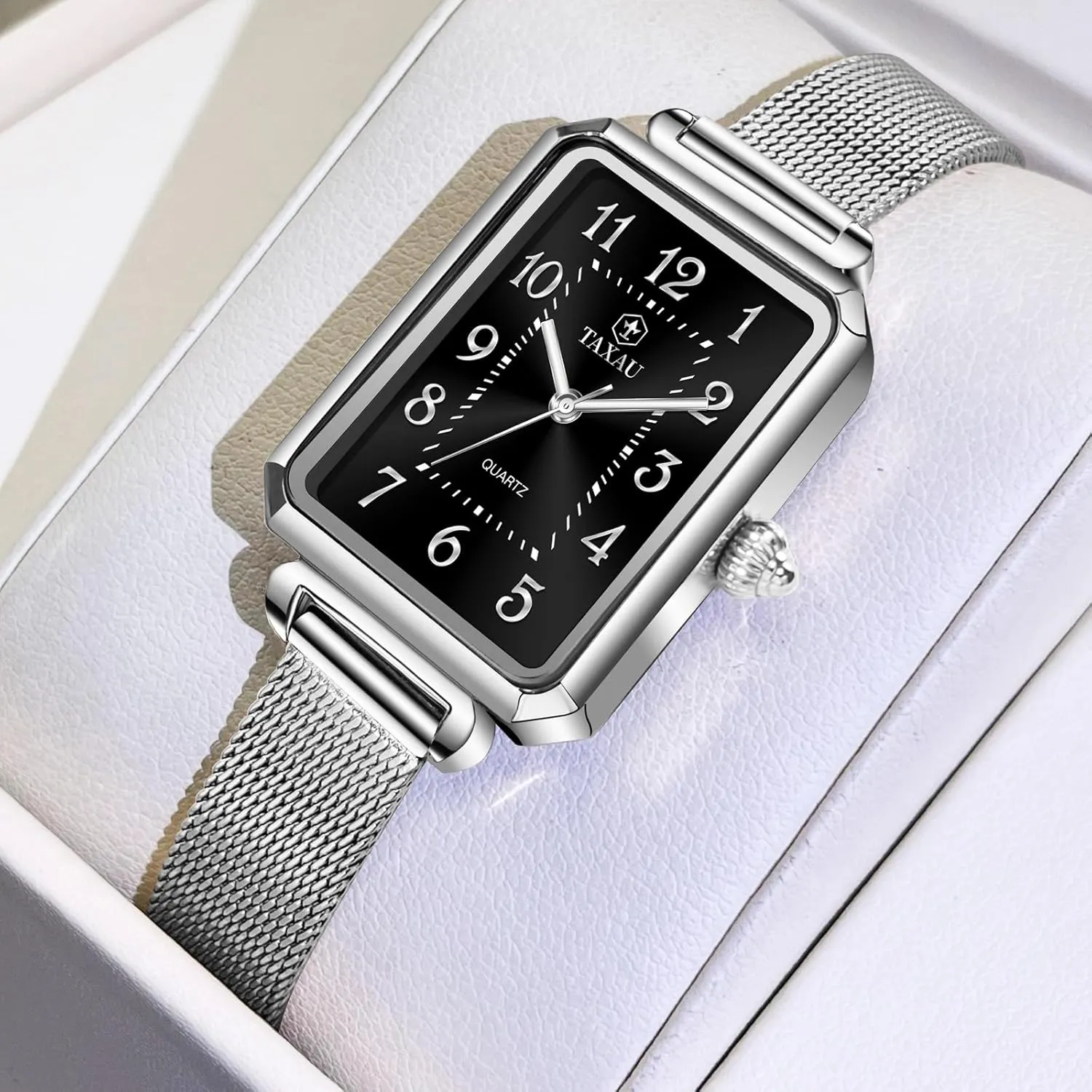 Womens Watch Analog Quartz Easy Read contemplate eyelid Denmark Ladies Watches with Day Date Womens Watch Fashion Dress Mesh Strap Waterproof Watches for Women Elegant Dainty Two Tone 