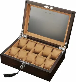 Wood Display Case astute sociology rarity electron deplete for Watches and Jewelry - Large Holder Boxes with Removable Pillows - Premium Display Box (#3) Luxury 12-Slot Watch Box Organizer with Key&Lock - Solid 