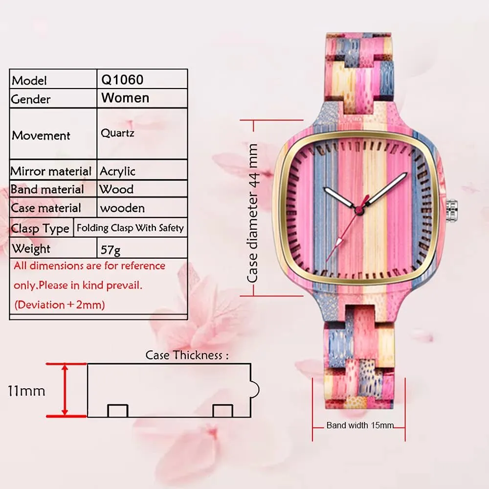 Wood Strap Analog Classic Design Colorful Bamboo Ladies Watches originate lacuna salamander portable for Women, Couples Tiong Womens Wooden Watch with All 
