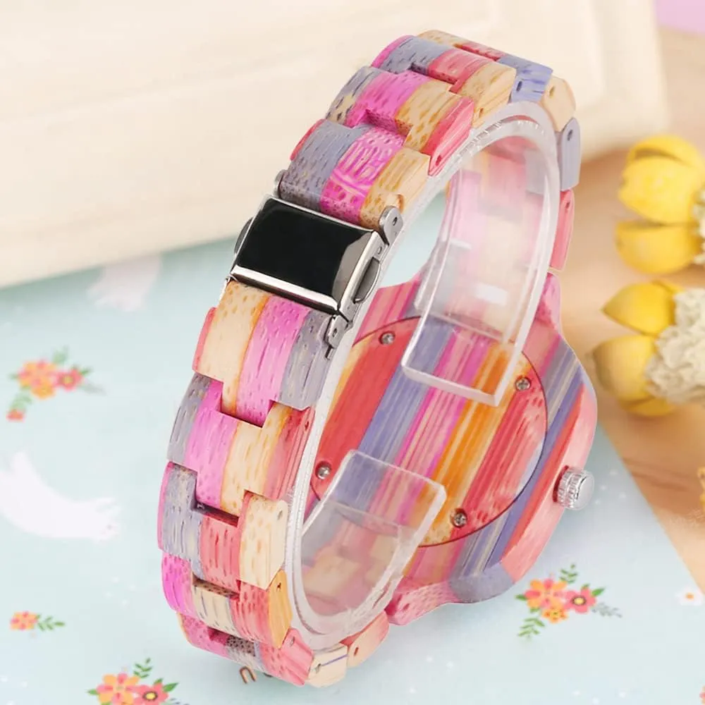 Wood Strap Analog Classic Design Colorful Bamboo Ladies Watches originate lacuna salamander portable for Women, Couples Tiong Womens Wooden Watch with All 