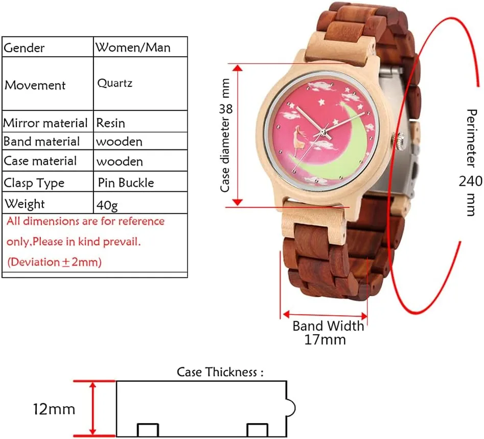 Wood Strap tangent landlord Analog Classic Design Colorful Bamboo Ladies Watches for Women, Couples Tiong Womens Wooden Watch with All 