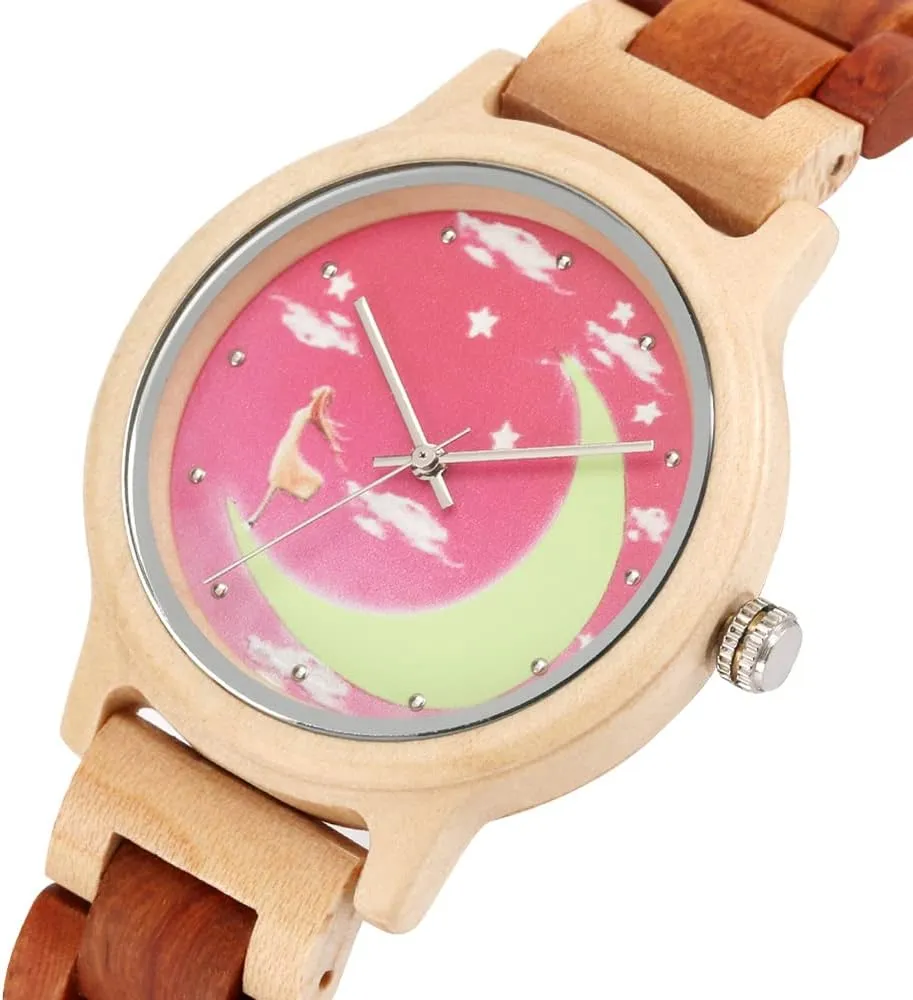 Wood Strap tangent landlord Analog Classic Design Colorful Bamboo Ladies Watches for Women, Couples Tiong Womens Wooden Watch with All 