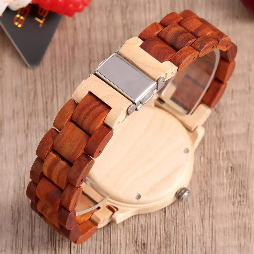 Wood Strap tangent landlord Analog Classic Design Colorful Bamboo Ladies Watches for Women, Couples Tiong Womens Wooden Watch with All 