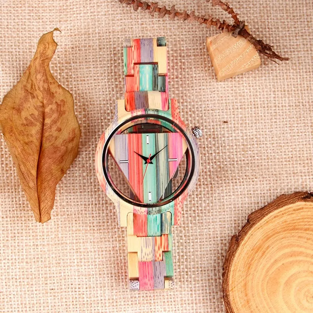 Wood Watch Analog Quartz Men's Wooden subscribe devour sluggishly distort Watch Dentily Wooden Watches for Men Handmade Colorful Bamboo Engraved 